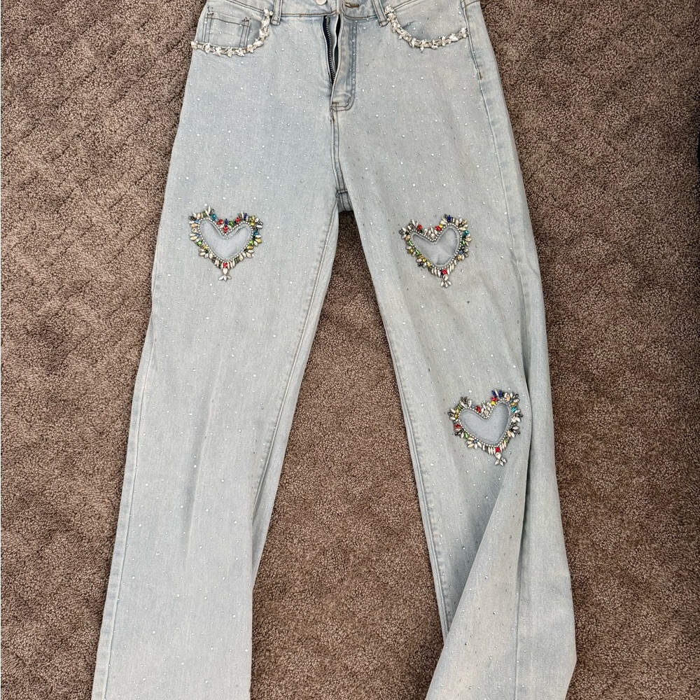 Embellished Light Blue Jeans